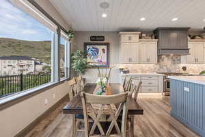 Semi-formal dining, overlooking the valley to the east.