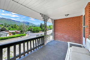 Balcony with a mountain view