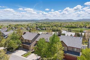Aerial view of a mountain backdrop