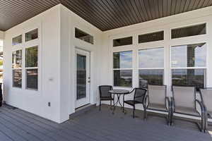Wooden terrace with outdoor dining space