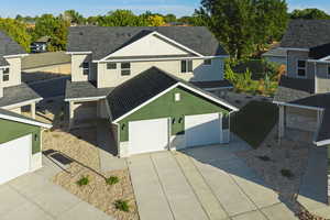 Aerial perspective of suburban area
