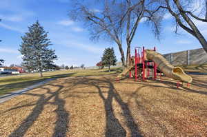 Communal playground with a lawn
