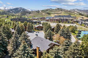 Drone / aerial view of a mountainous background