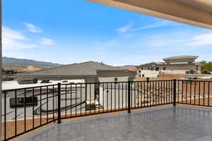 Balcony with a mountain view