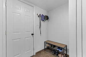Mudroom between the family room and the garage.