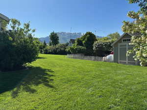 View of yard featuring a mountain view