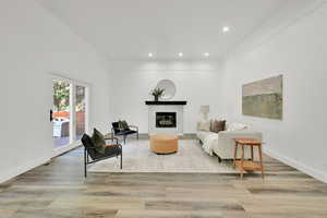 Family room with french doors to the outside patio
