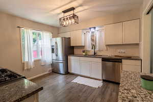 Gas stove and window facing the backyard