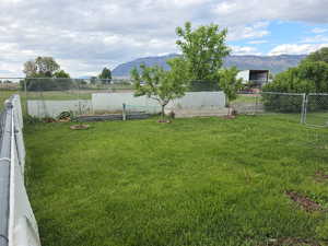 View of yard with a mountain view