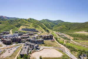 Drone / aerial view of a mountain backdrop