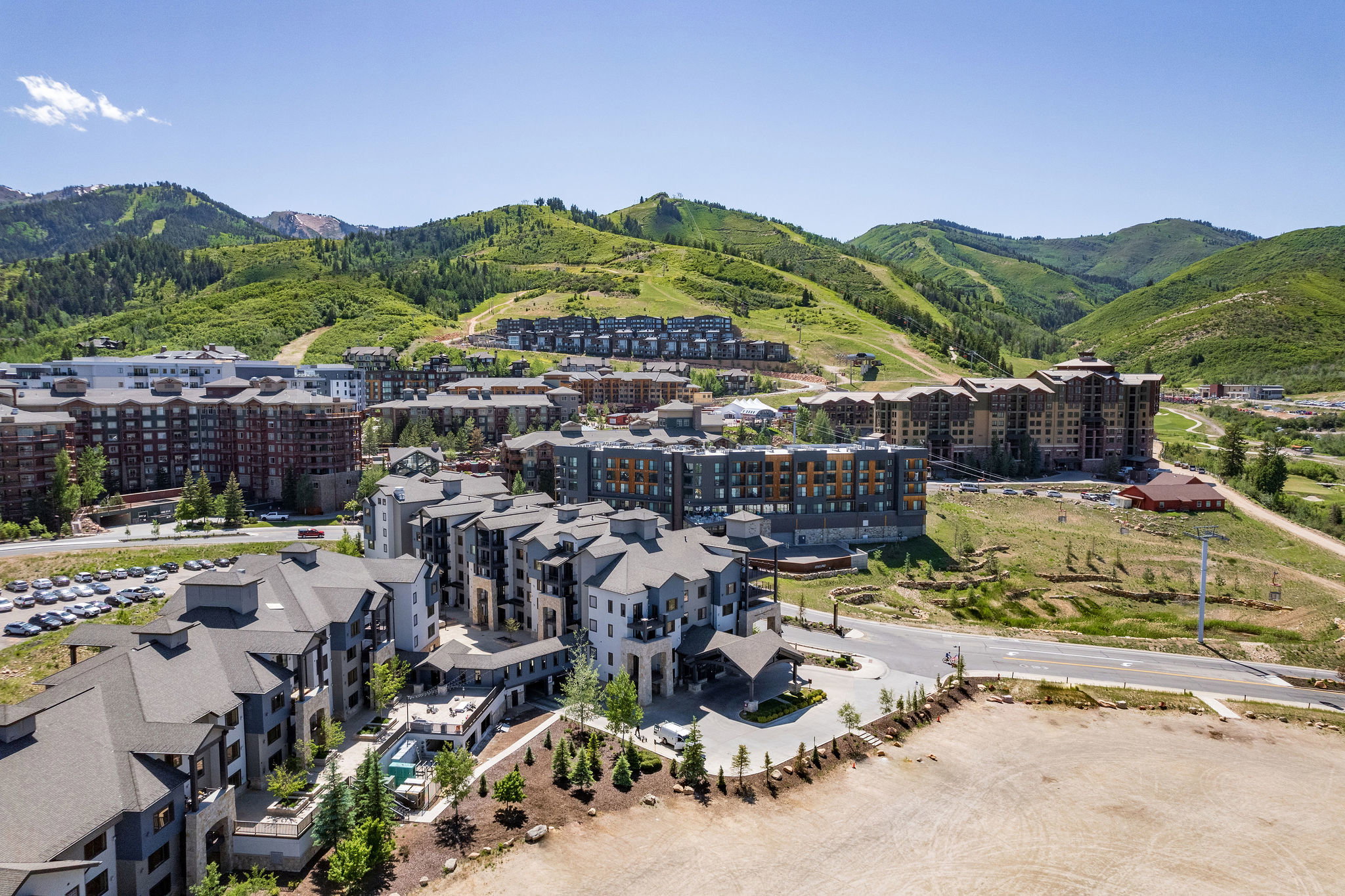 Bird's eye view of a mountain backdrop