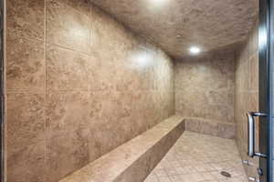 Bathroom view of tiled shower