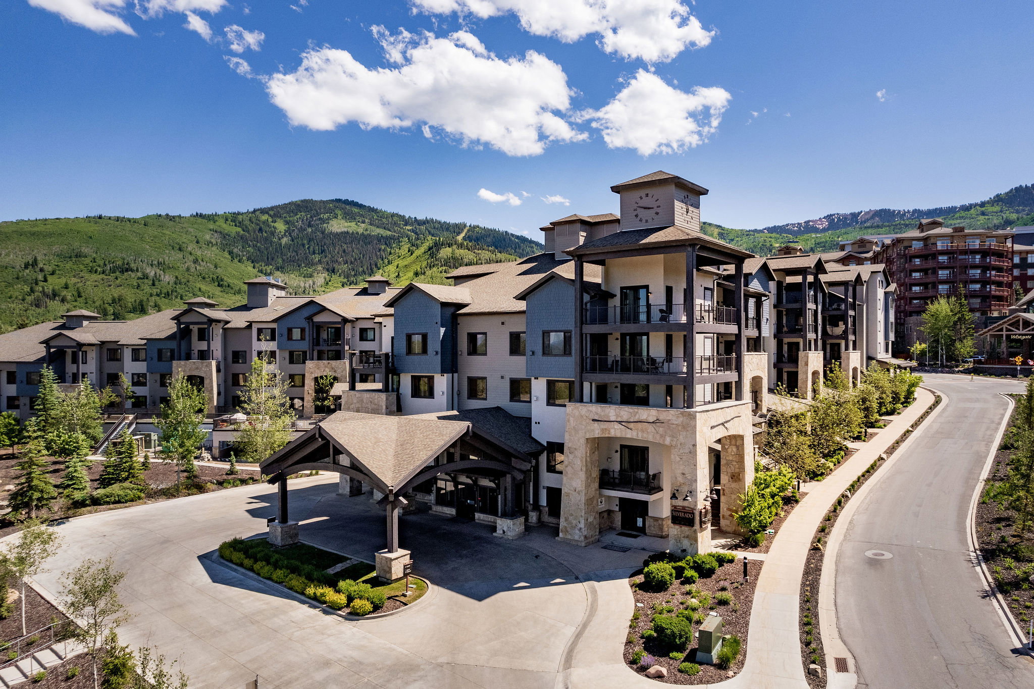 View of building exterior with a mountain view