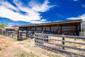 View of horse barn