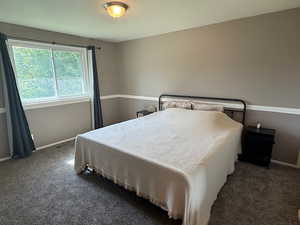 Carpeted bedroom with baseboards