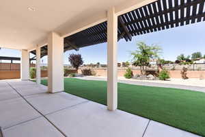 View of patio featuring a pergola