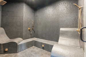 Bathroom with a tile shower