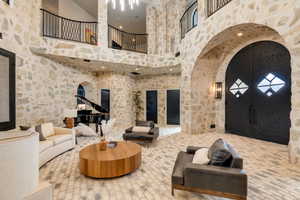 Lobby with high vaulted ceiling