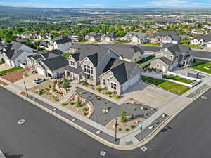 Aerial perspective of suburban area