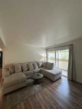 Living area featuring wood finished floors
