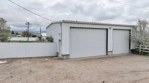 View of detached garage