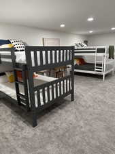 Bedroom with carpet and recessed lighting