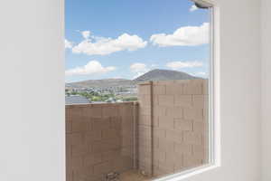 Balcony with a mountain view