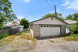 View of detached garage