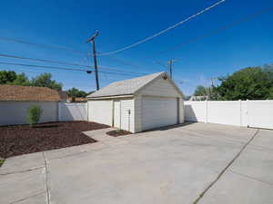 View of detached garage