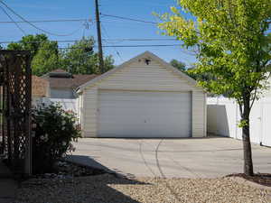 View of detached garage