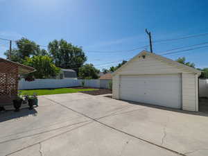 View of detached garage