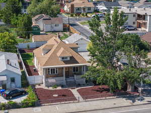 Aerial perspective of suburban area
