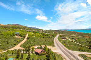 Drone / aerial view of a water and mountain view
