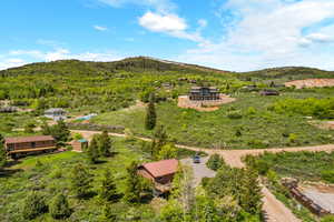 Bird's eye view of a mountain backdrop