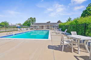 Community pool featuring a patio