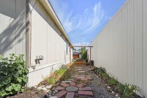 side yard with Gardn beds