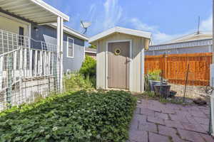 back yard and storage shed