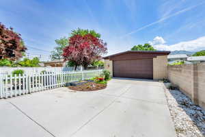 View of detached garage