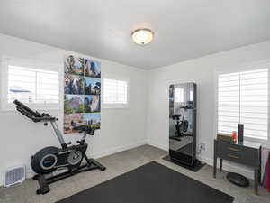 Bedroom being used as an exercise room