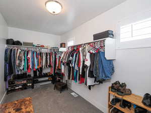 Spacious closet with carpet
