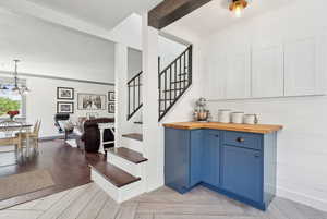 Built in coffee bar with pantry.