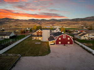 View of mountain background featuring nearby suburban area