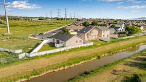 Aerial perspective of suburban area
