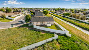 Aerial perspective of suburban area