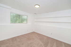 Carpeted empty room with baseboards