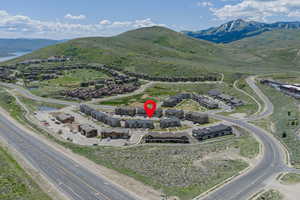 Bird's eye view of a mountain backdrop