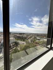 Balcony with a city and west mountain view