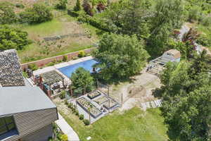 Aerial view of a pool area