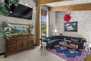 Living room with carpet flooring