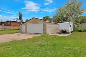 View of detached garage